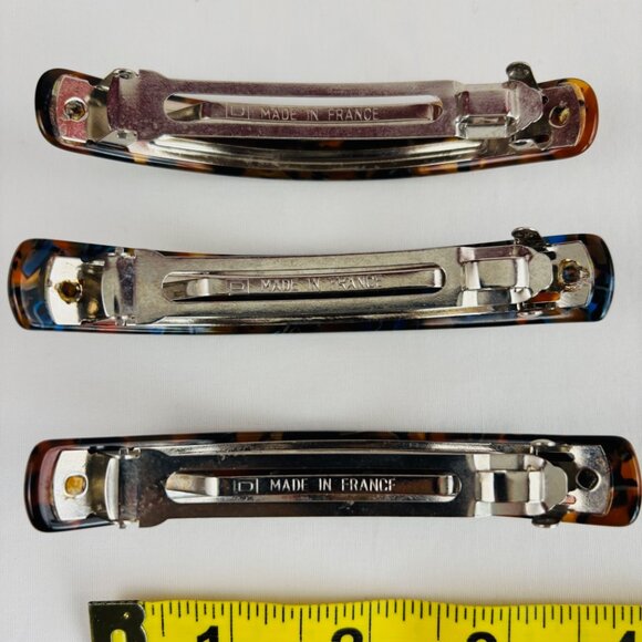 3 Tortoise Shell Color Barrettes Made in France Hair Clasp main image 5